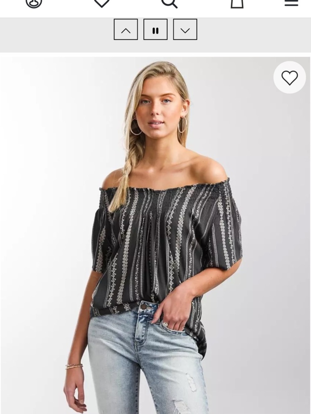 Daytrip Black Peasant Blouse with White Embroidery